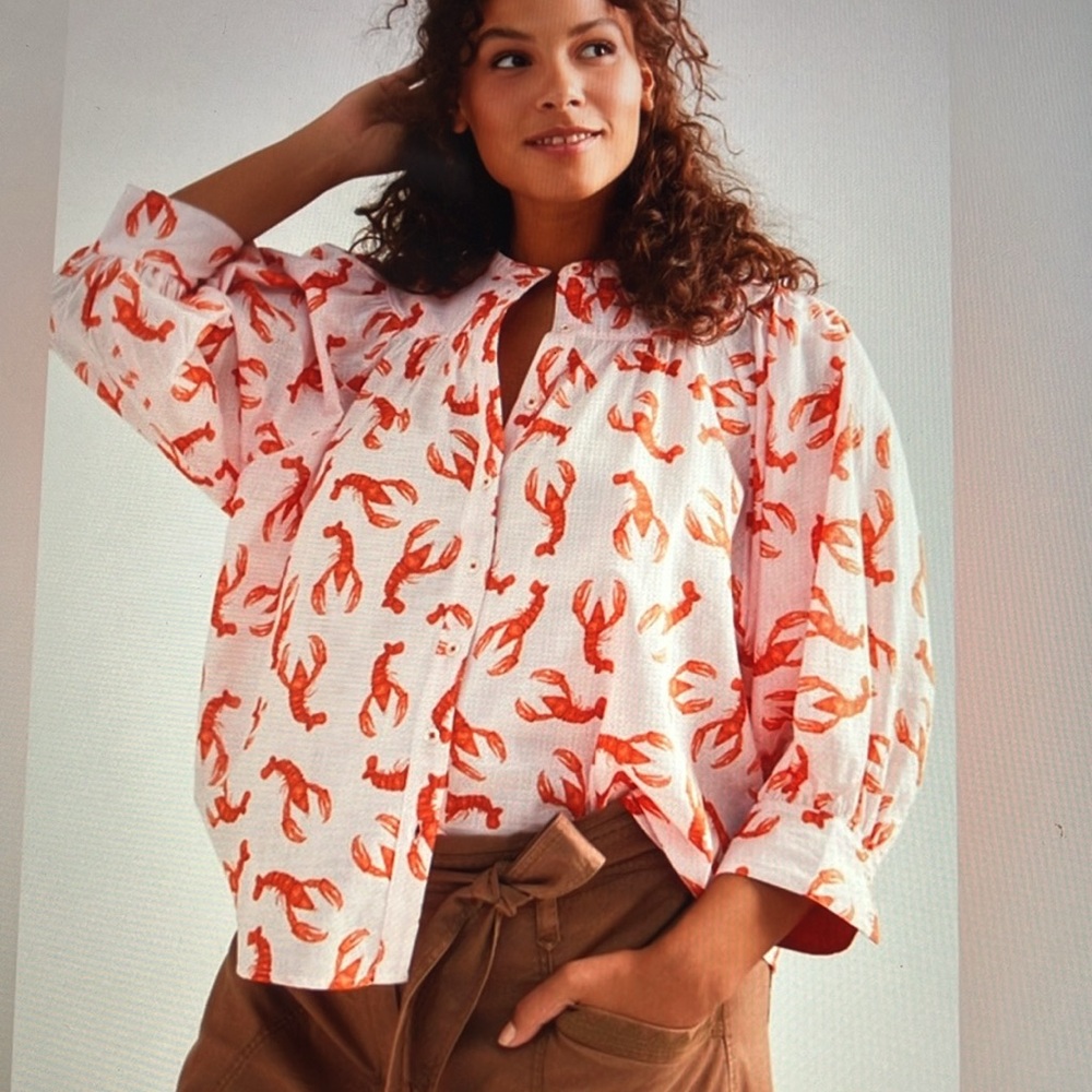 Anthropologie Maeve lobster top blouse